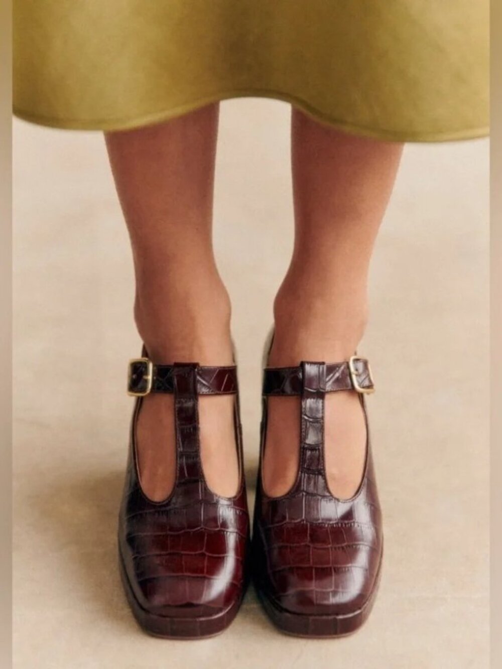 Sezane Monique Babies High Heel in Choco Croco size 39 - Picture 2 of 12